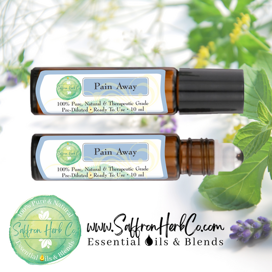 Pain Away Essential Oil Roller Bottle Blend • 100% Pure & Natural • Pre-Diluted • Ready To Use